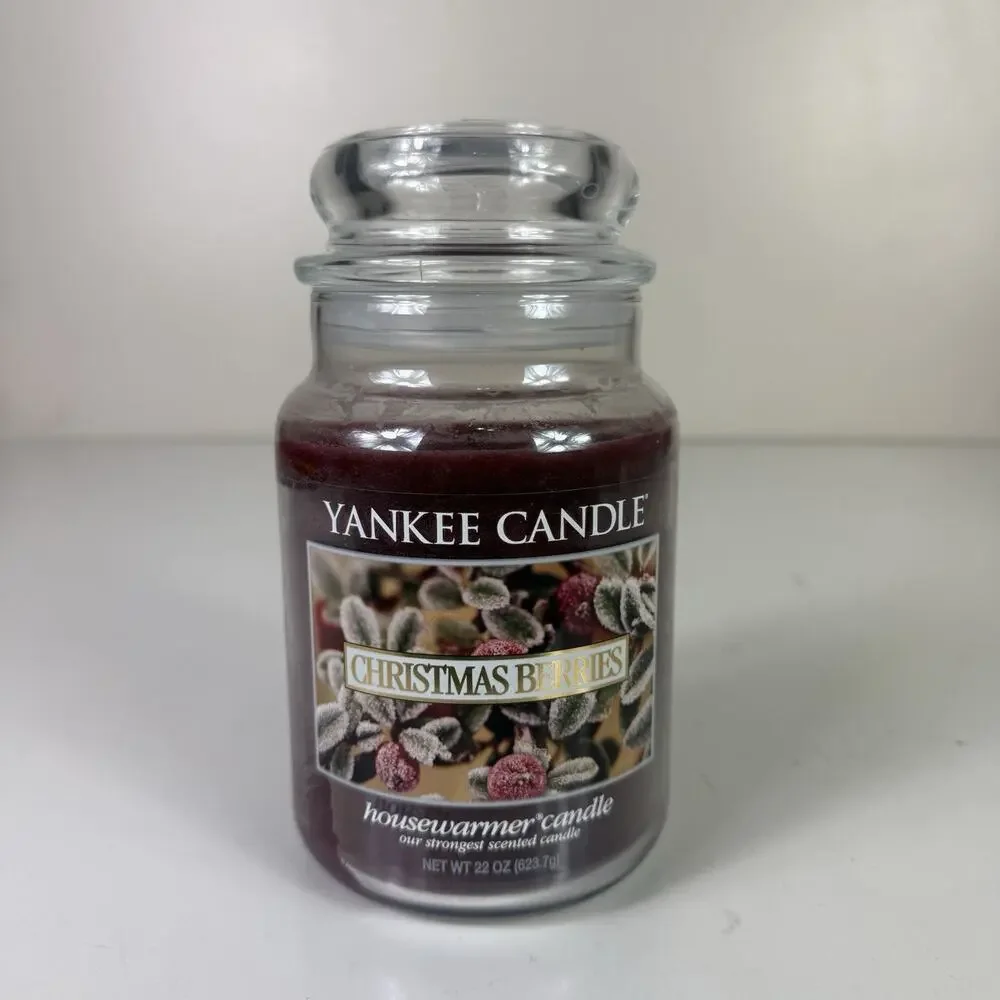 Yankee Candle Christmas Berries 22 oz Large Glass Jar Home Decor (Burned Once)